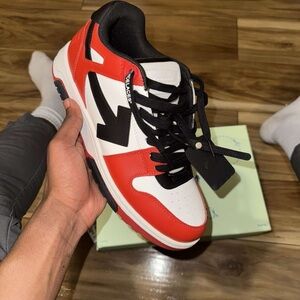Off-White Red and White Men's Sneakers